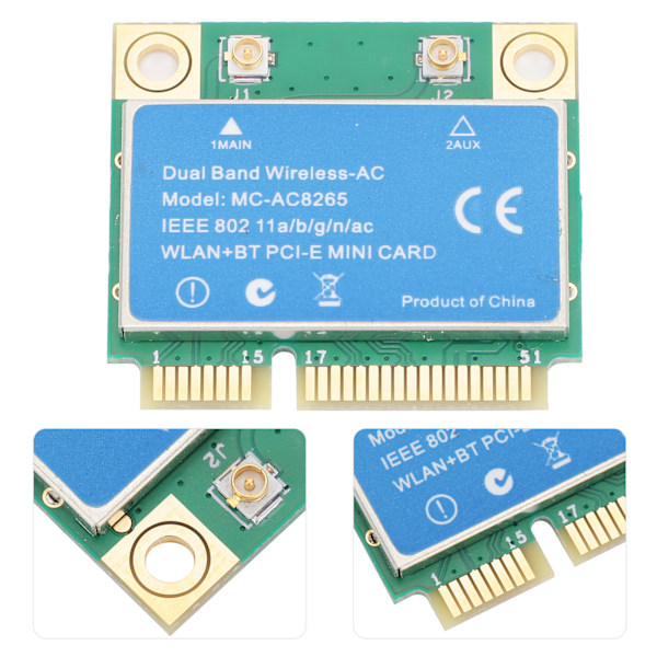 MINI PCI-E-kort 1200M 2,4GHz/5GHz Dubbelbands för Intel 8265 Chip Trådlöst Nätverkskort MC8265