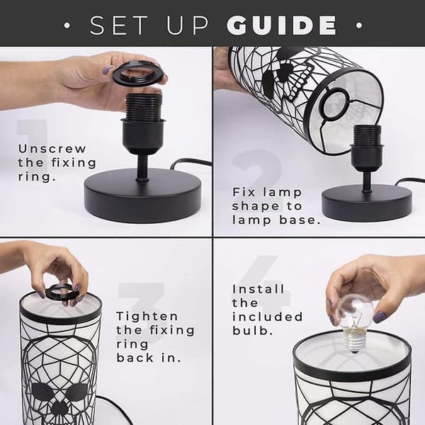 100% Ny Svart Dödskallelampa Gotisk Lampa Dödskalleljus-FF-