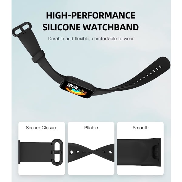 Rem yhteensopiva Xiaomi Mi Watch Lite/Redmi Watch kanssa, Mjukt silikonbyte Sportband Armband - Svart
