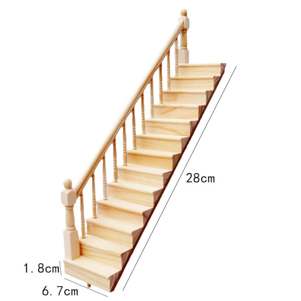 Miniatyrmöbler Leksaksdockor Hus Gör-det-själv Dekorationstillbehör Mini 1:12 Vänster och höger ledstångstrappa Stair without handrail