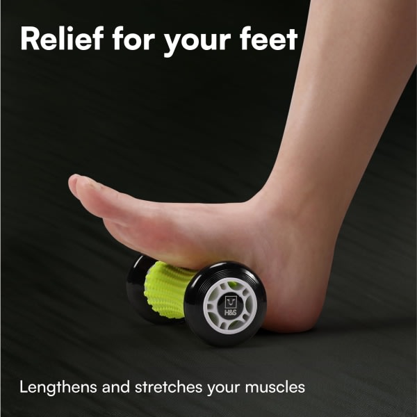 Fodmassagekuglerulle - Muscle Roller Stick til fascia og fødder - Silikone træningsrullemassageapparat med nubs - Sort