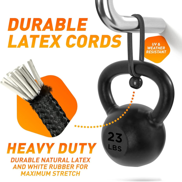 50-pack Bungee-bollar, svart sladd för presenning, UV-beständig, med elastisk sladd för presenning, presenning, remmar, tält, stänger och trådar BLACK WHITE(10CM)