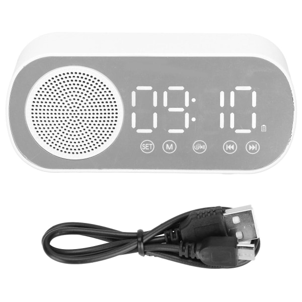 Digital vekkerklokke Hifi FM-radio Oppladbar Bluetooth 5.0 høyttalerspeilklokke for lesetur