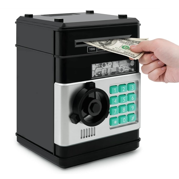 Spargris Kodlås til barn, Elektronisk Mini ATM Säker Mynt Case