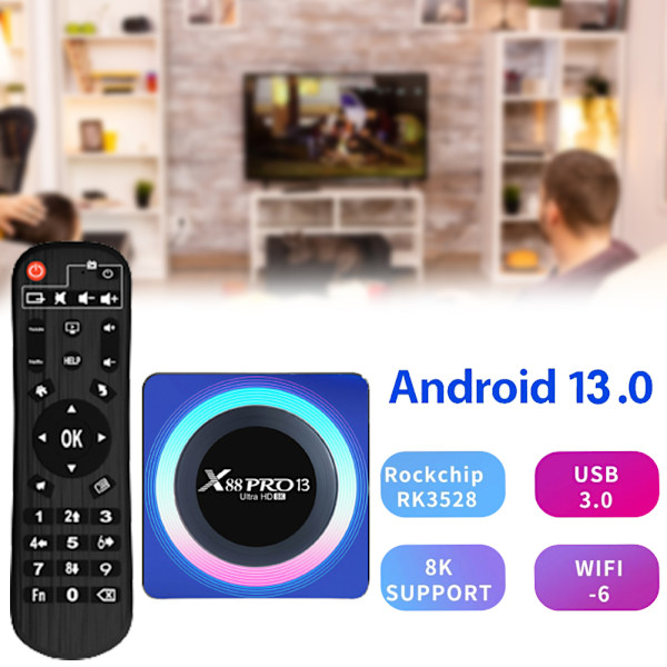 Android 13.0 TV-box Bluetooth WIFI Mediaspelare för hemmakontor 4G 32G