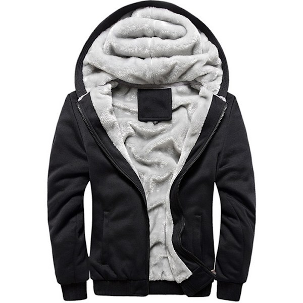 Miesten Sherpa-vuorattu Takki Paksu Sherpa Huppu Paita Lahja Musta XL Black