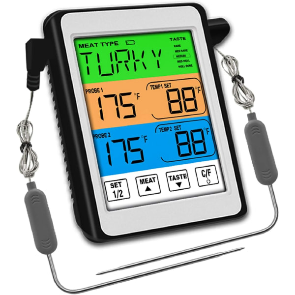 Digitalt kjøtttermometer Øyeblikkelig avlesning，LCD-baklys for matgrill