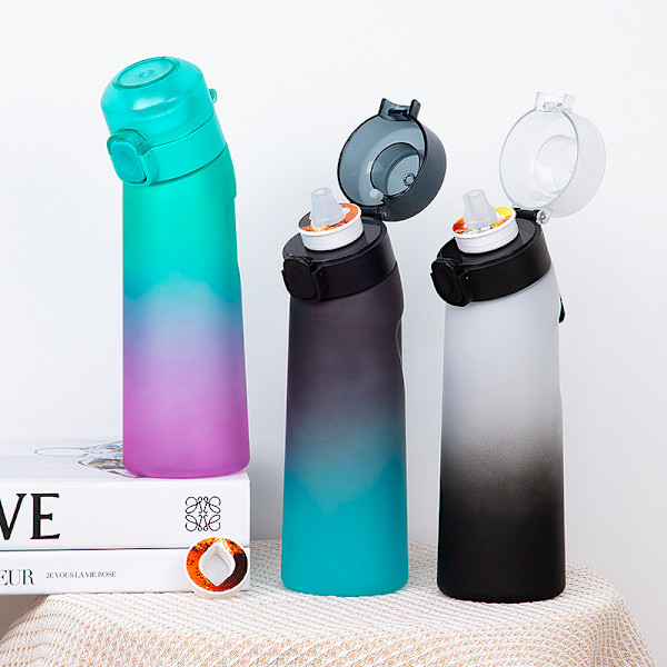 Makuvesipullo 7 Makukapselilla Air Water Up Pullo Himmeä Musta 650ml Air Starter Up Set Vesikuppi Retkeilyyn Urheiluun Matte black