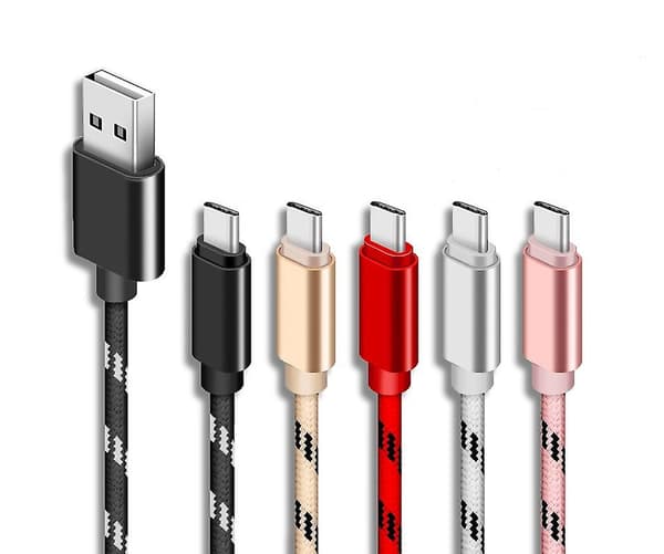 2m flettet ladekabel USB type-c oplader til Samsung Galaxy --5 pak
