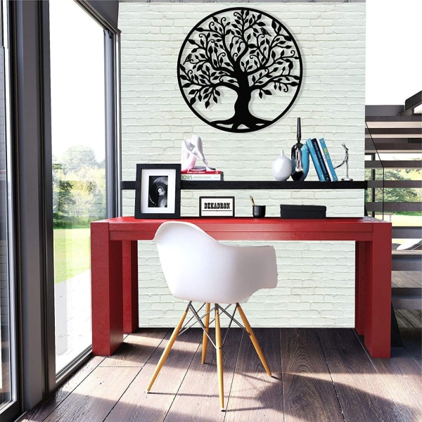 Metallinen elämänpuu seinätarra Puu ja lintujen taide seinäveistos