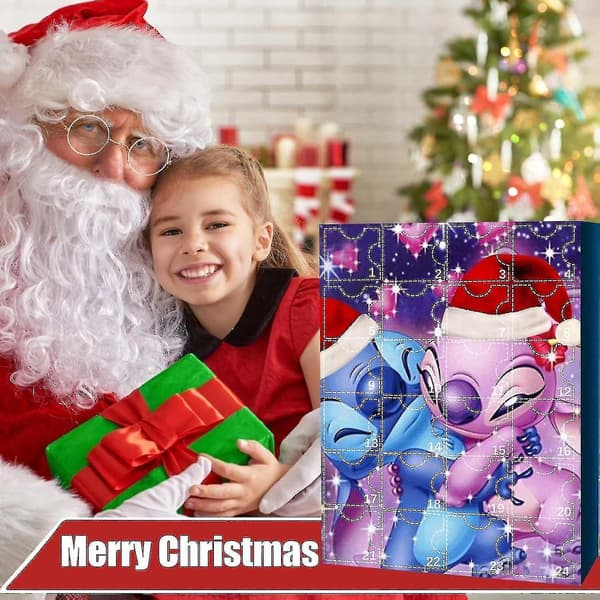 Lilo & Stitch Julekalender med 24 Tegnede Figurer - Pynt til Nedtælling B