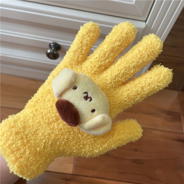 Söta godisfärgade kattvantar i tjock plysch för vintervärme, korallfleece yellow