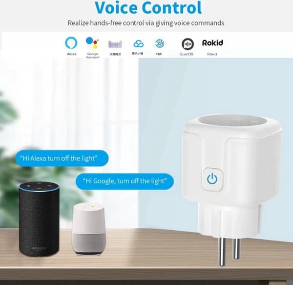 Smartplugg 16A med timer energisparing kompatibel med Alexa Google Home 1-pakning 1PC