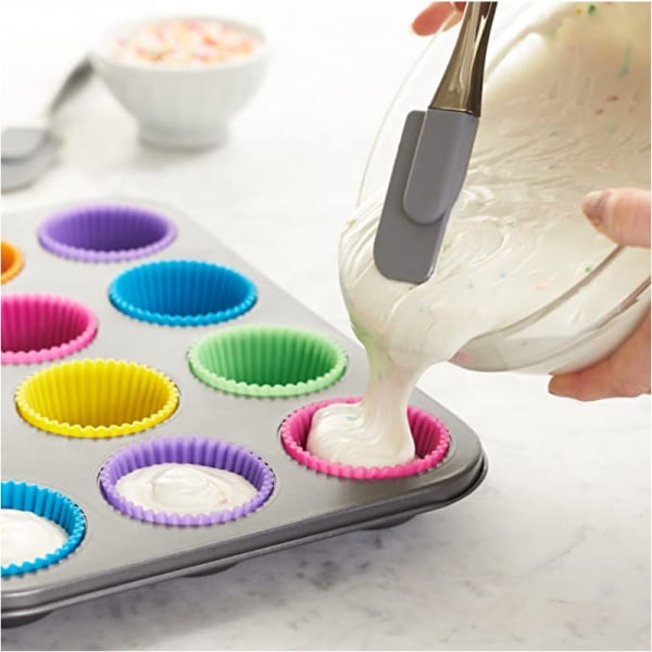 12x Muffinsformar i Silikon - Olika Färger multifarve