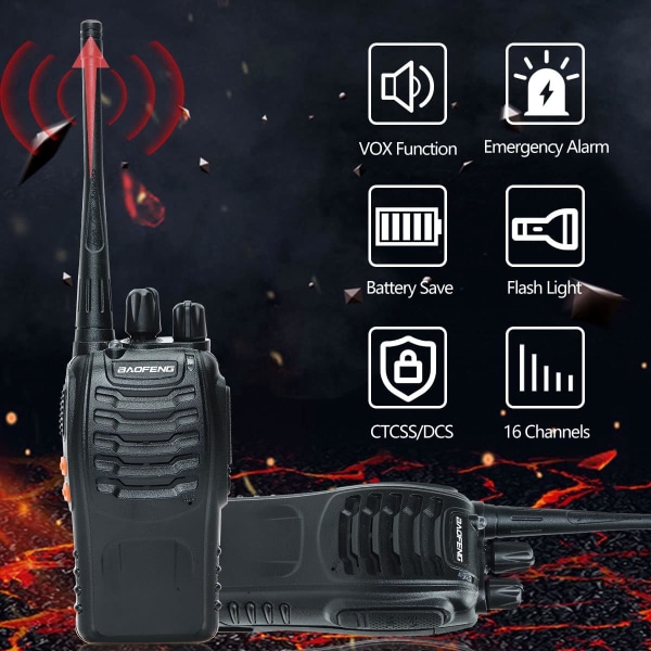 Baofeng walkie talkies til voksne langdistance walkie talkie med ørestykke Genopladelige 2-vejs radioer håndholdt