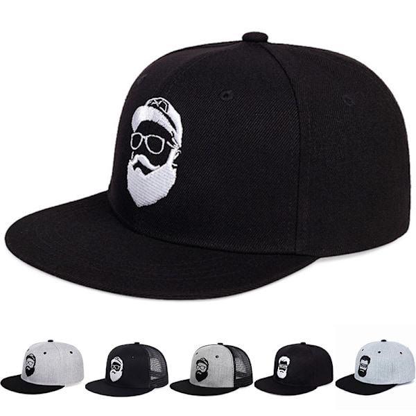 Mustasch gammel mand broderet baseballhat Mode sommer mesh Casual street hip hop flad bræt Black mesh hat