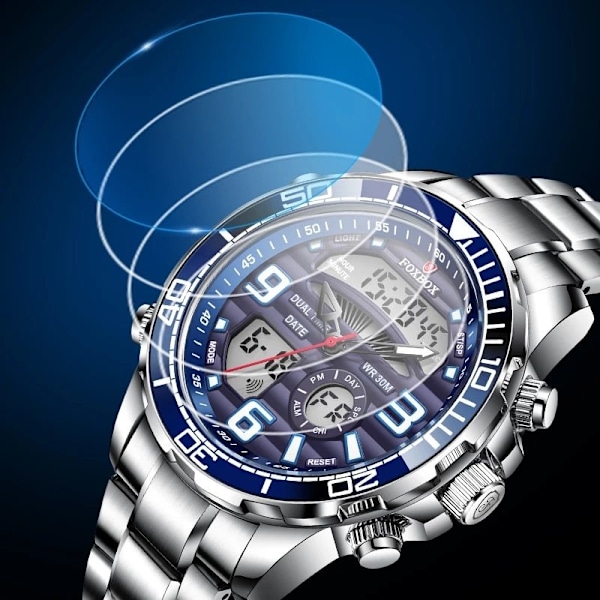 2023 Toppmerke Luksuriøse Digitale Herreklokker Topp Luksus Sport Quartz Armbåndsur For Menn All Steel Militær Vanntett Klokke+Boks gold
