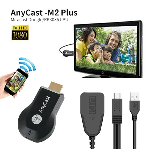 4K AnyCast M2 Plus WiFi Display Dongle HDMI Mediaspelare
