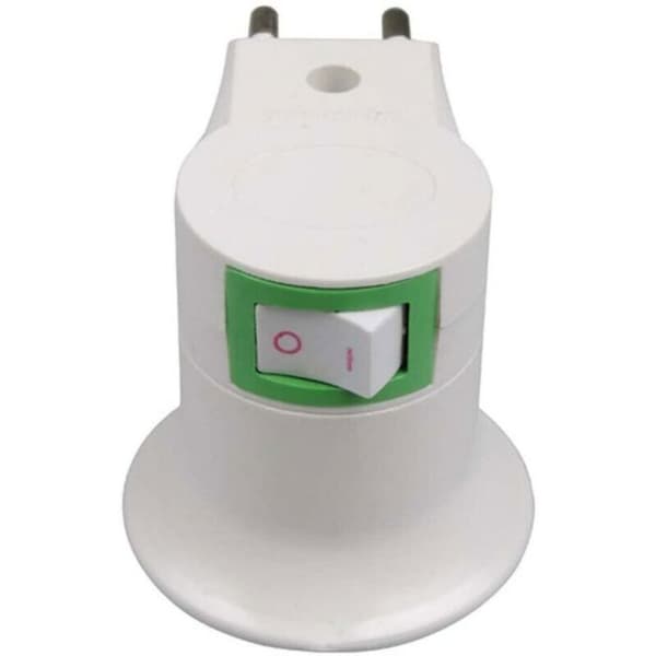 E27 LED-lampe hann EU-pluggadapteromformer for lampeholder med av/på-bryter
