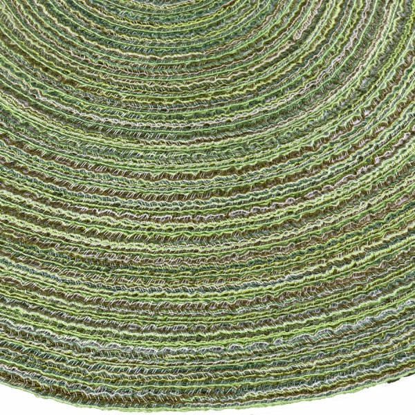 38 cm/15 tum vävda runda bordstabletter Värmeisolering Halkfri flätad matbordsmatta i bomull (grön, set med 6)