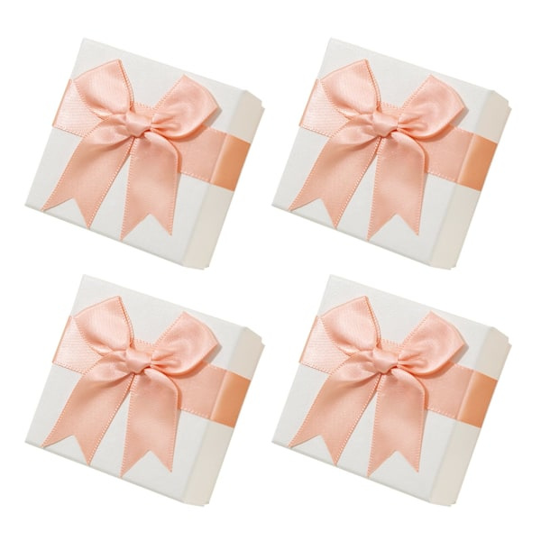 4 st små presentaskar för smycken, 7x7x3,5 cm smyckesdisplay presentaskar med rosett