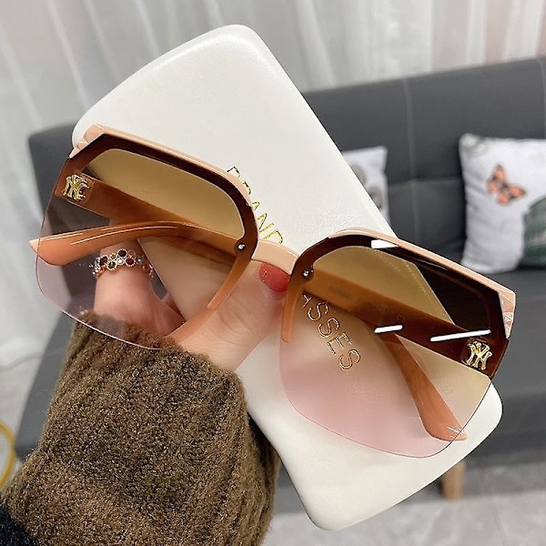 Fashion Square Halv Ram Ins Style Briller Gradvis Ændring Ocean Piece Store Ramme Solbriller Pink Pink Blue