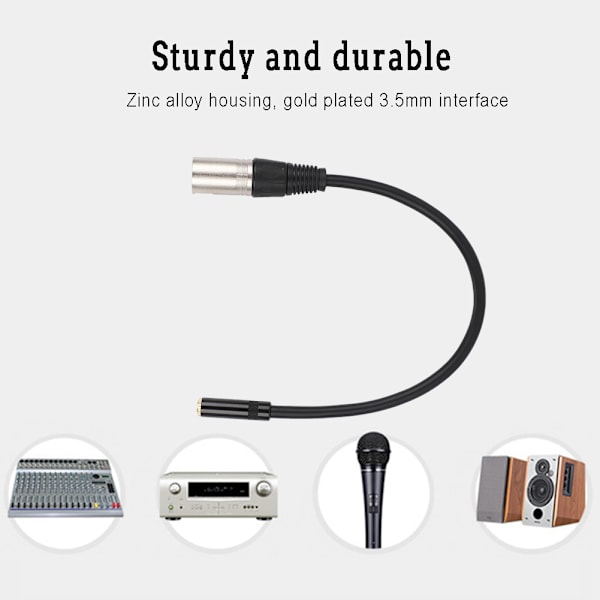3,5 mm hun til XLR han zinklegering 3,5 mm interface Lydadapter Kabel Patch ledning