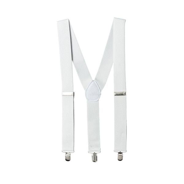 Stilige Smale Hvide Suspenders med Klemmer 2,5cm Hvid
