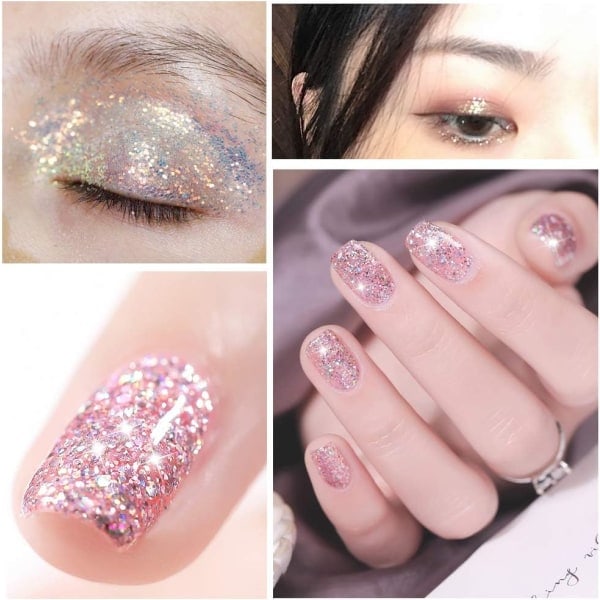 Kroppsglitter, Ansiktsglitter, Festivalglitter, Hårglitter, Nagelglitter, Nail Art Kit, Kosmetiskt glitter 12 stycken