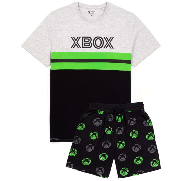 Xbox Men Gamer T-skjorte og shortssett XXL svart/grå/grønn XXL