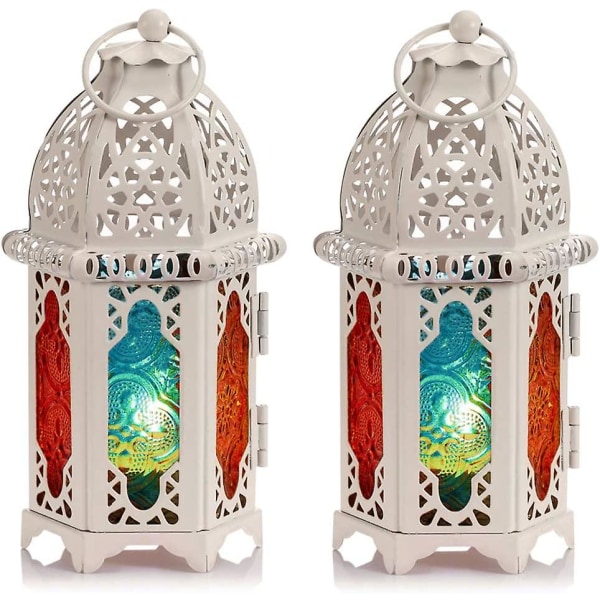 Marokkansk stil stearinlys lanterner sæt med 2 - små fyrfadslys