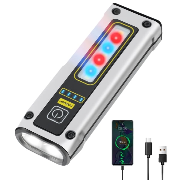 Mini-LED-taskulamppu USB ladattava hätävalo 1200 mAh 4 eri tilan valaistustaskut autonkorjaukseen, kalastukseen, retkeilyyn, lukemiseen, koiran ulkoilutukseen