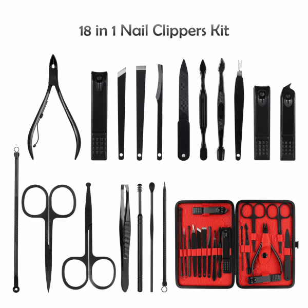 Manicure Sæt 18 STK Negle Sæt Negle Clipper Kit Professional