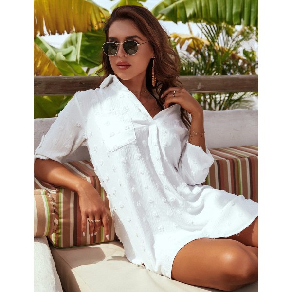 Spetsskjorta Slip Top, Beach Dress, White M