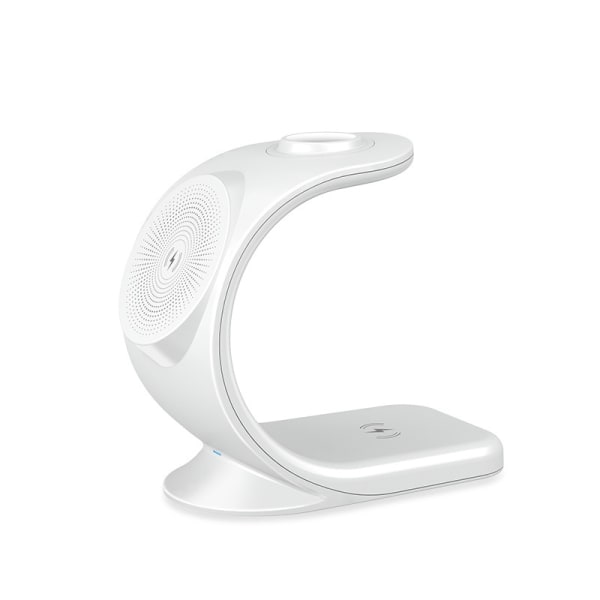 Creative tre-i-ett magnetisk trådlös laddning 15W bordstelefonstativ trådlös snabbladdning för Apple Watches hörlurar White