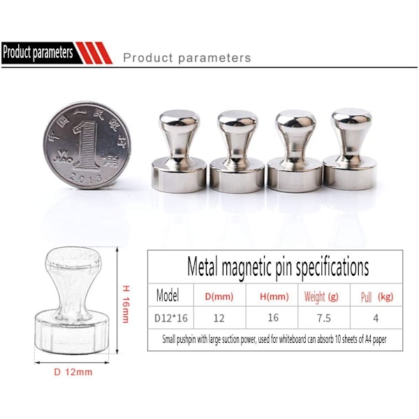 12 st Neodymmagneter, Starka Kylskåpsmagneter, Minimagneter - XF4 -