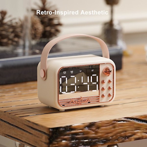 Retro Bluetooth-høyttaler, 400 mA batteri, TF-kort, Aux-inngang, vanntett for iOS Android Smartphone Hjemmekontor Gave Pink