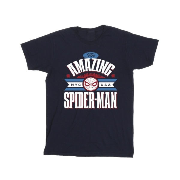 Marvel Girls Spider-Man NYC Amazing Cotton T-Shirt 12-13 år Navy Blue 12-13 Years