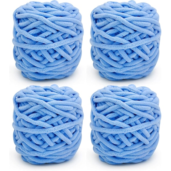 Stickgarn 4x Stickgarn för Virkning, Mjukt Chunky Garn för Garnprojekt-X44- sky blue