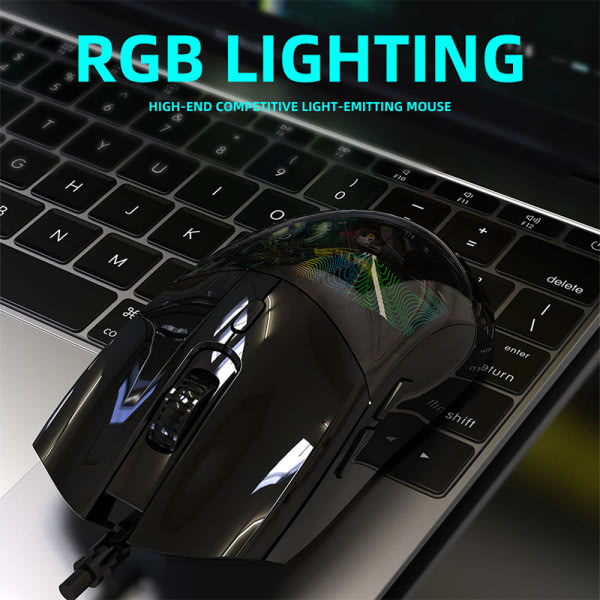 RGB Transparent Gaming E-sport USB Wired Valfri mus Grå