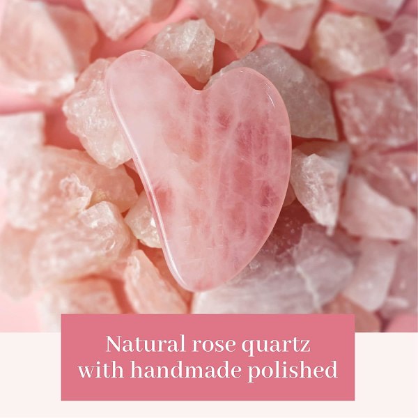Rose Quartz Gua Sha, ansigtsværktøj af naturlig jade for SPA-akupunktur, rosa sten for kropsansikte, hals og øjne, hudvårdspresent til kvinde