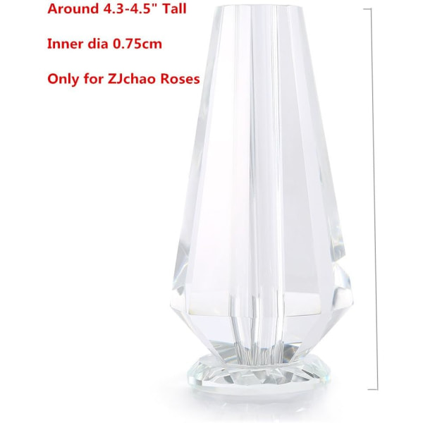 24K Rose Transparent Vas, Unik Single Clear Glass Rose