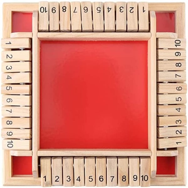 Numeropulmalautapeli 4 pelaajalle, suljettu puulaatikko, punainen