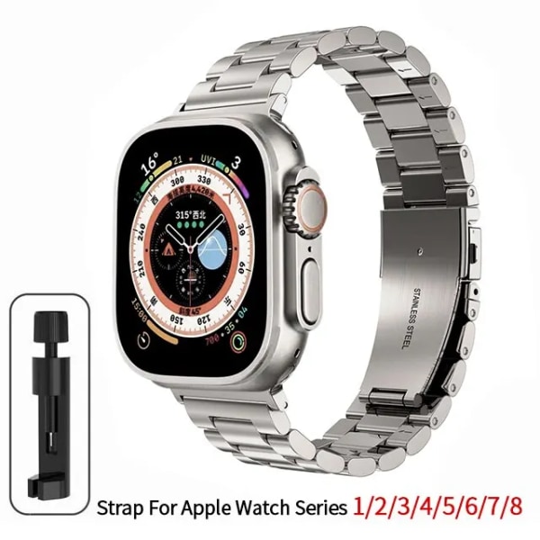 Armbånd i stål for Apple Watch Band 45 mm Ultra 49 mm 41 mm 40 mm 44 mm klokke Metallarmbånd for Iwatch Series 9 8 7 6 5 Titanium Color