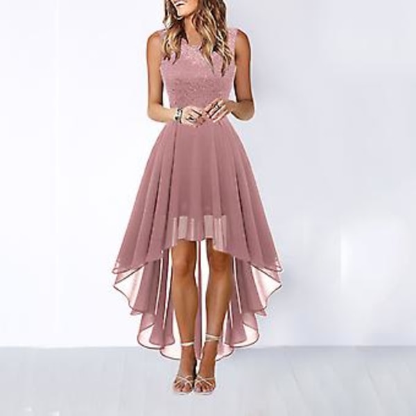 Dame 2024 Prom Kjoler Formelle Bryllupsgæst Kjoler Ærmeløse Blonde Cocktail Kjoler L Rosa-XF13-