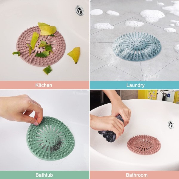 Hårfångare Slitstark hårpropp i silikon Cover Lätt at installere og rengøre Lämplig på badeværelset, bad og køkken