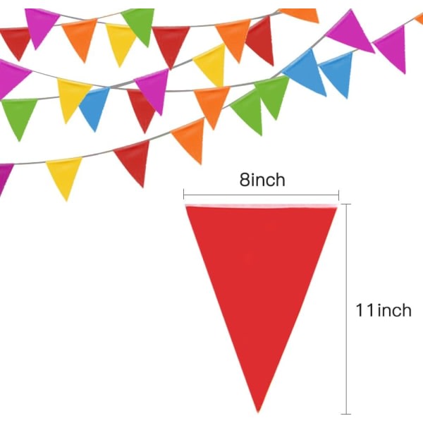 164 fot vimplar - 100 flerfärgade flaggor - Födelsedagsfest Invigning Juldekorationer Jul
