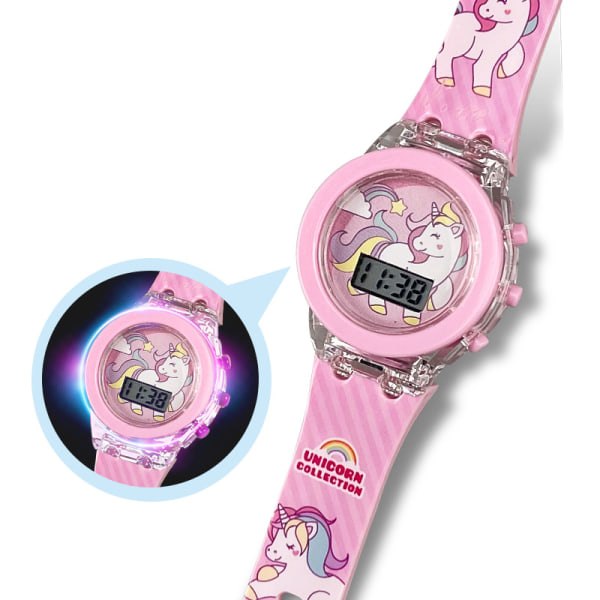 Hemobllo Unicorn Kids Rainbow käsivarsinauha Light Up digitaalinen watch