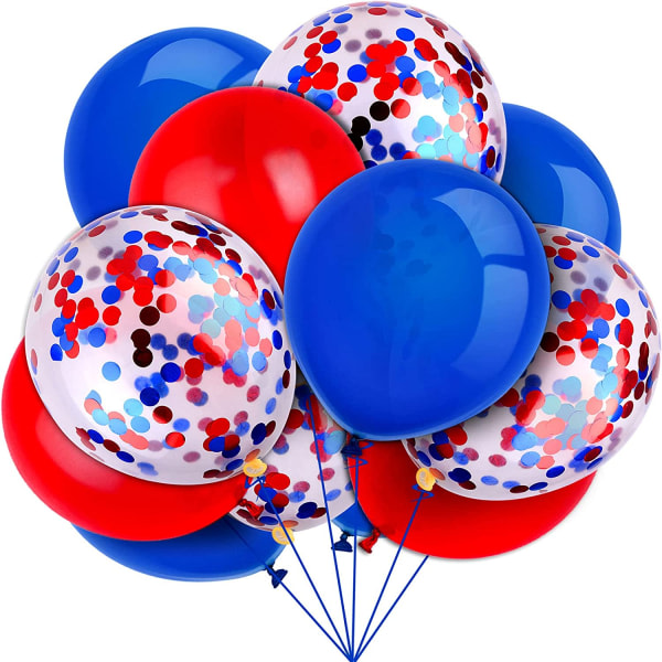 80 st 12" konfetti latexballonger (röd, blå)