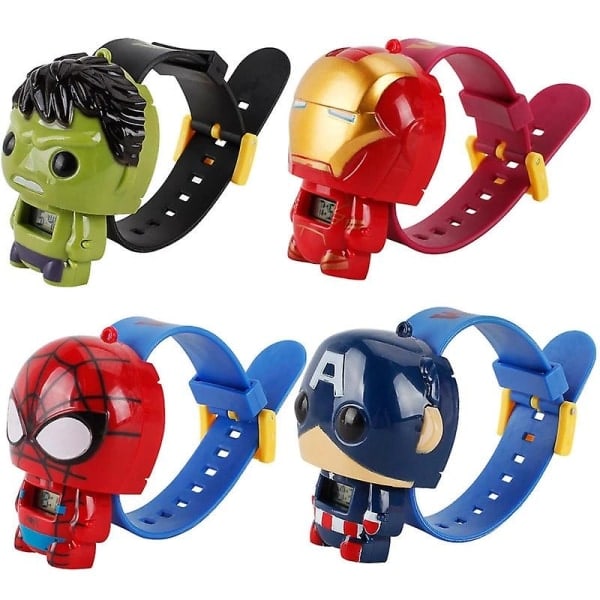 Avengers Elektronisk Klocka Spider Man Captain America Hulk Deformations Leksak Iron Man